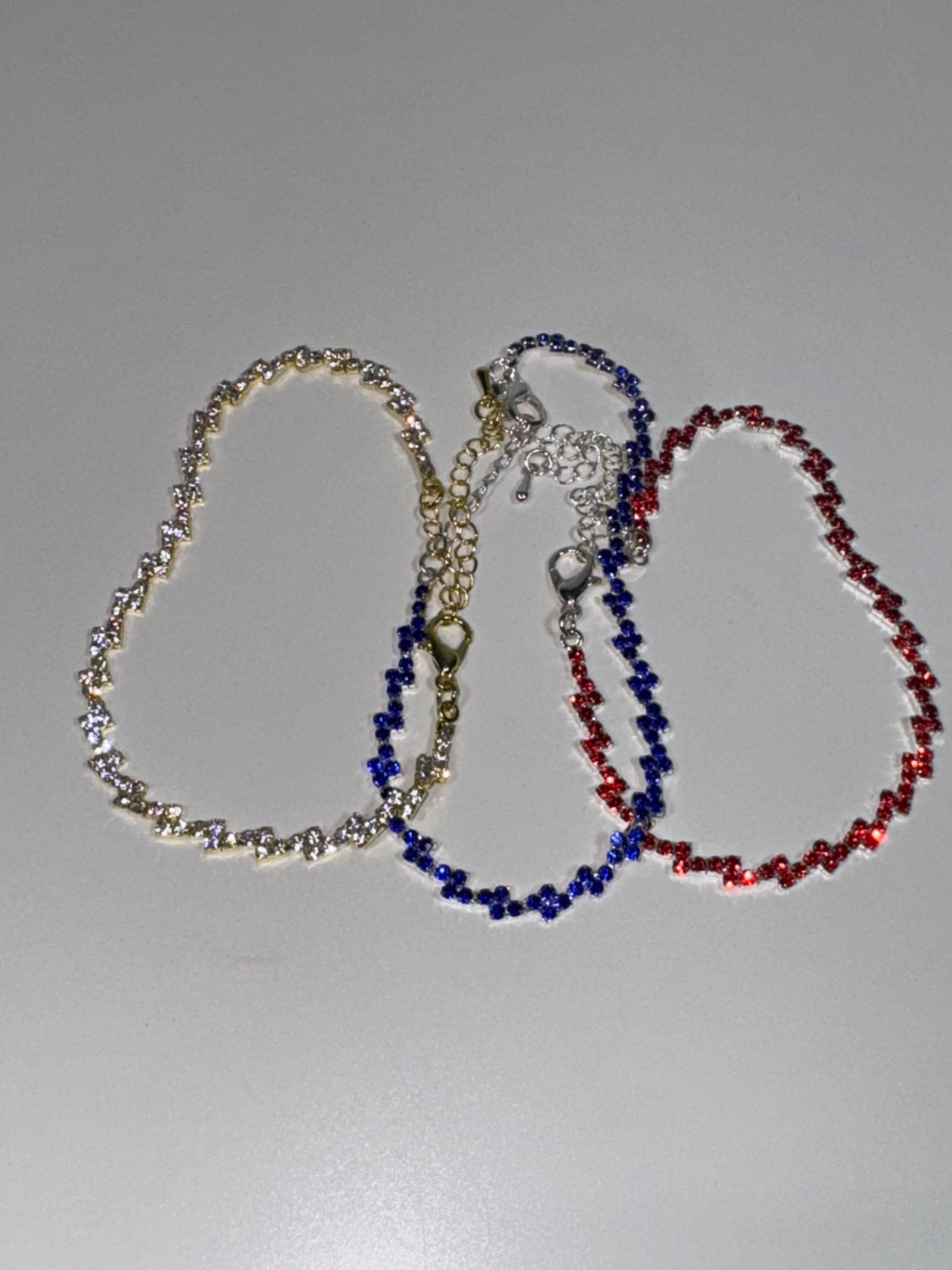 Red Zig-Zag Tennis Bracelet with Red Stones