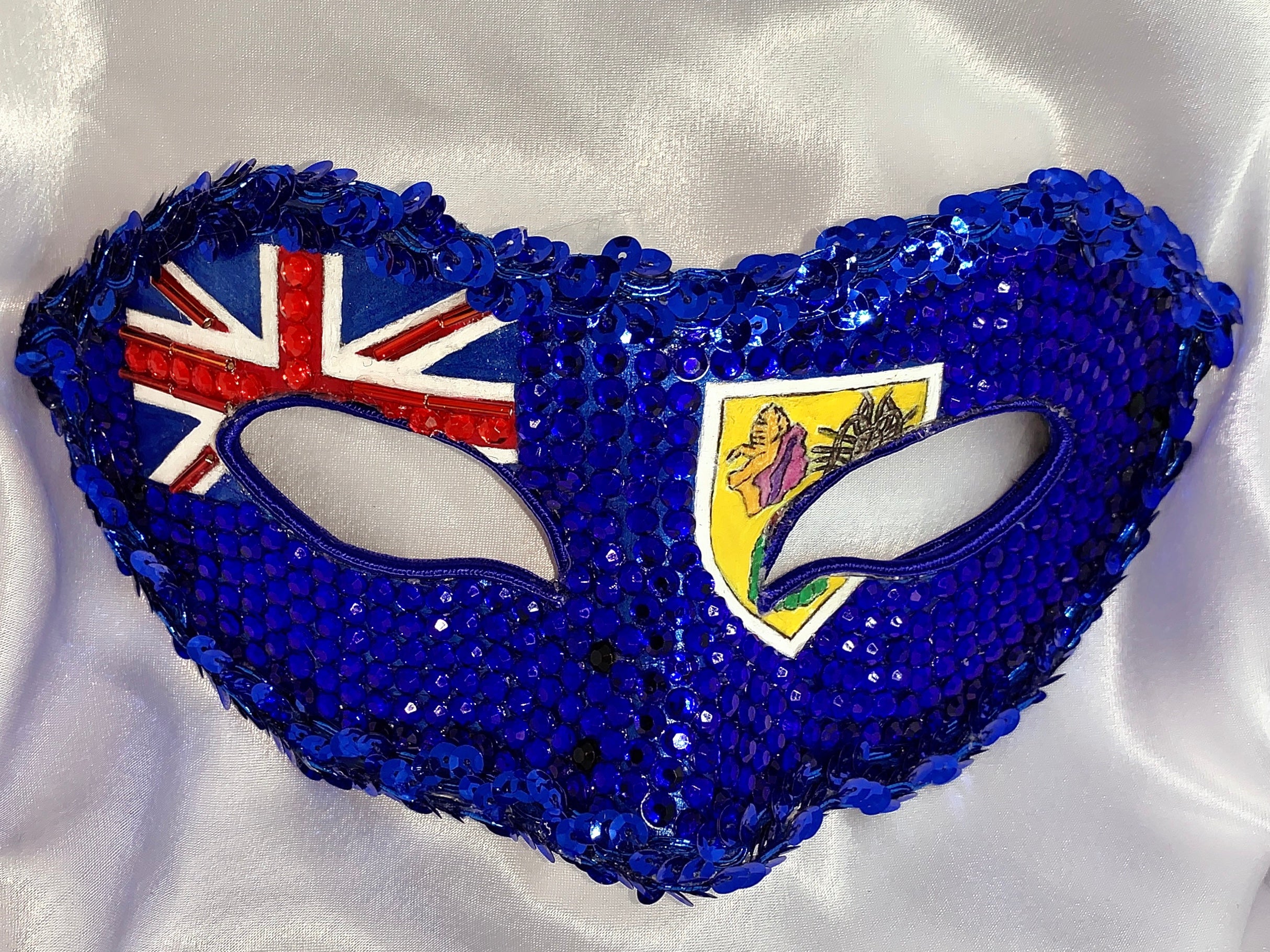 Turks & Caicos Rhinestone Half Mask — Handcrafted Feather Masquerade Headpiece