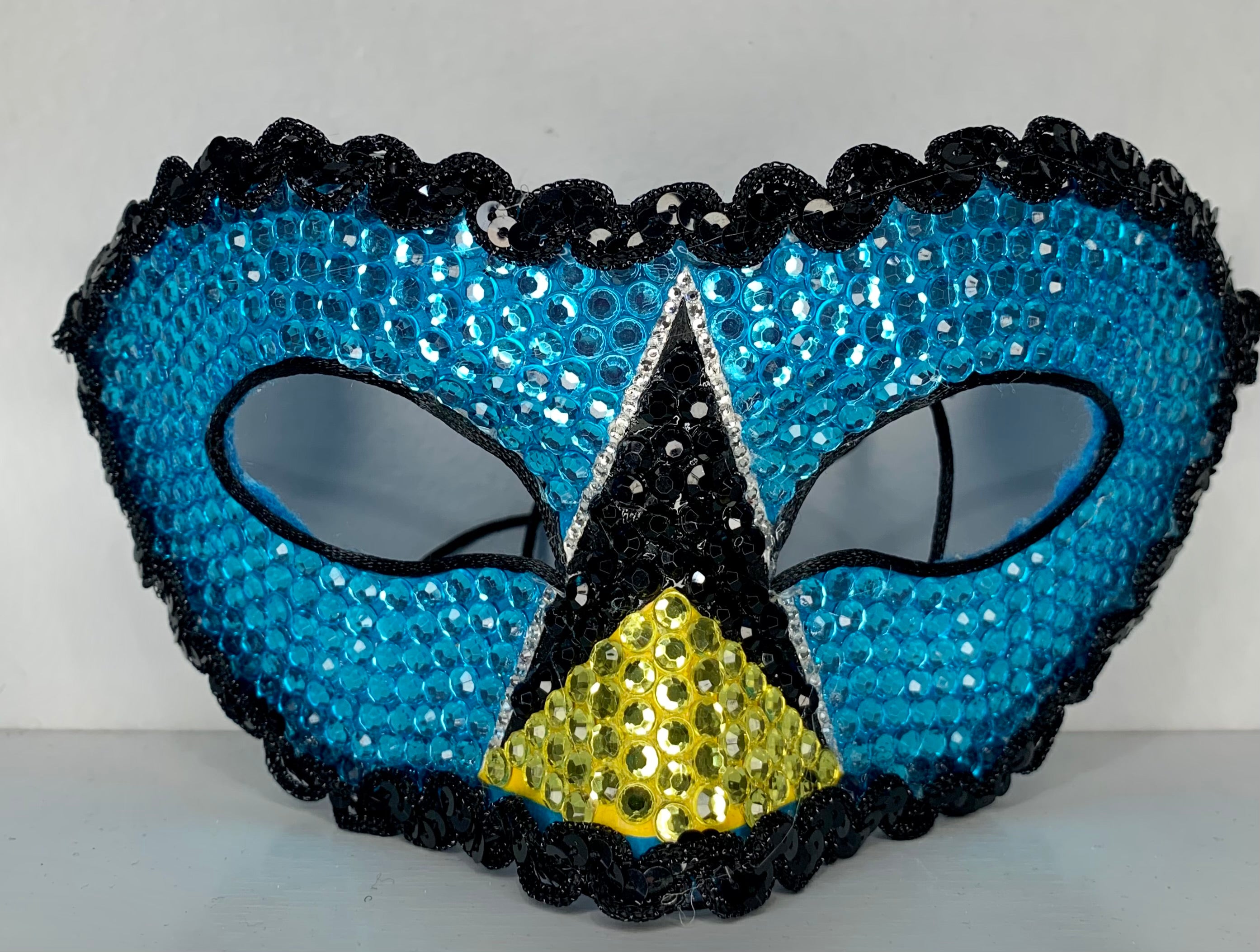 Saint Lucia Rhinestone Half Mask — Handcrafted Caribbean Carnival Masquerade