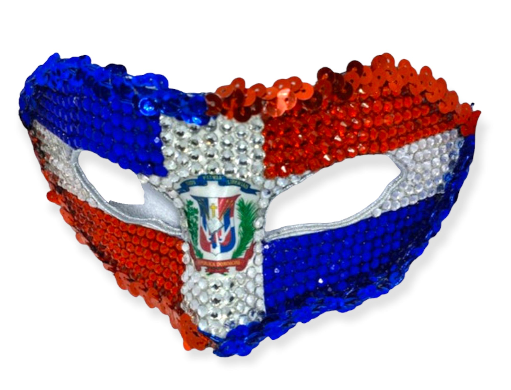 La Bandera — Dominican Republic Crystal Rhinestone Mask