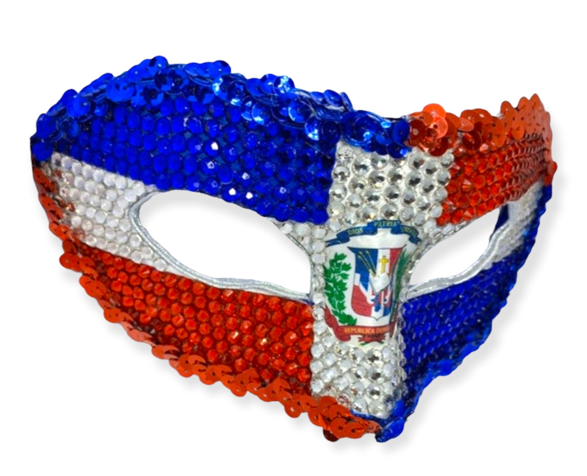 La Bandera — Dominican Republic Crystal Rhinestone Mask