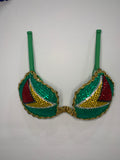 Guyana Crystal Rhinestone Carnival Bra - Handcrafted Caribbean Samba Bra