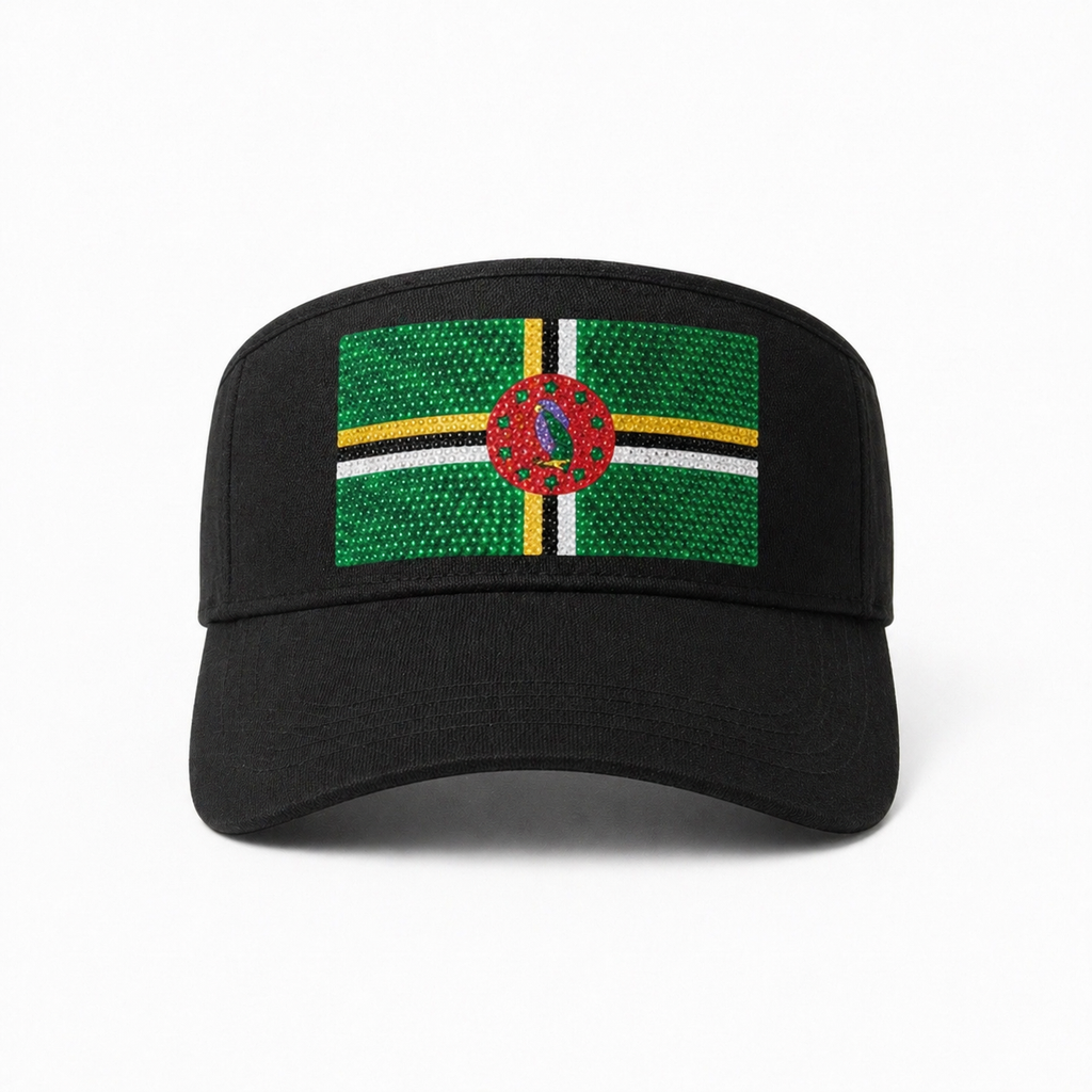 Dominica Flag Crystal Rhinestone Visor