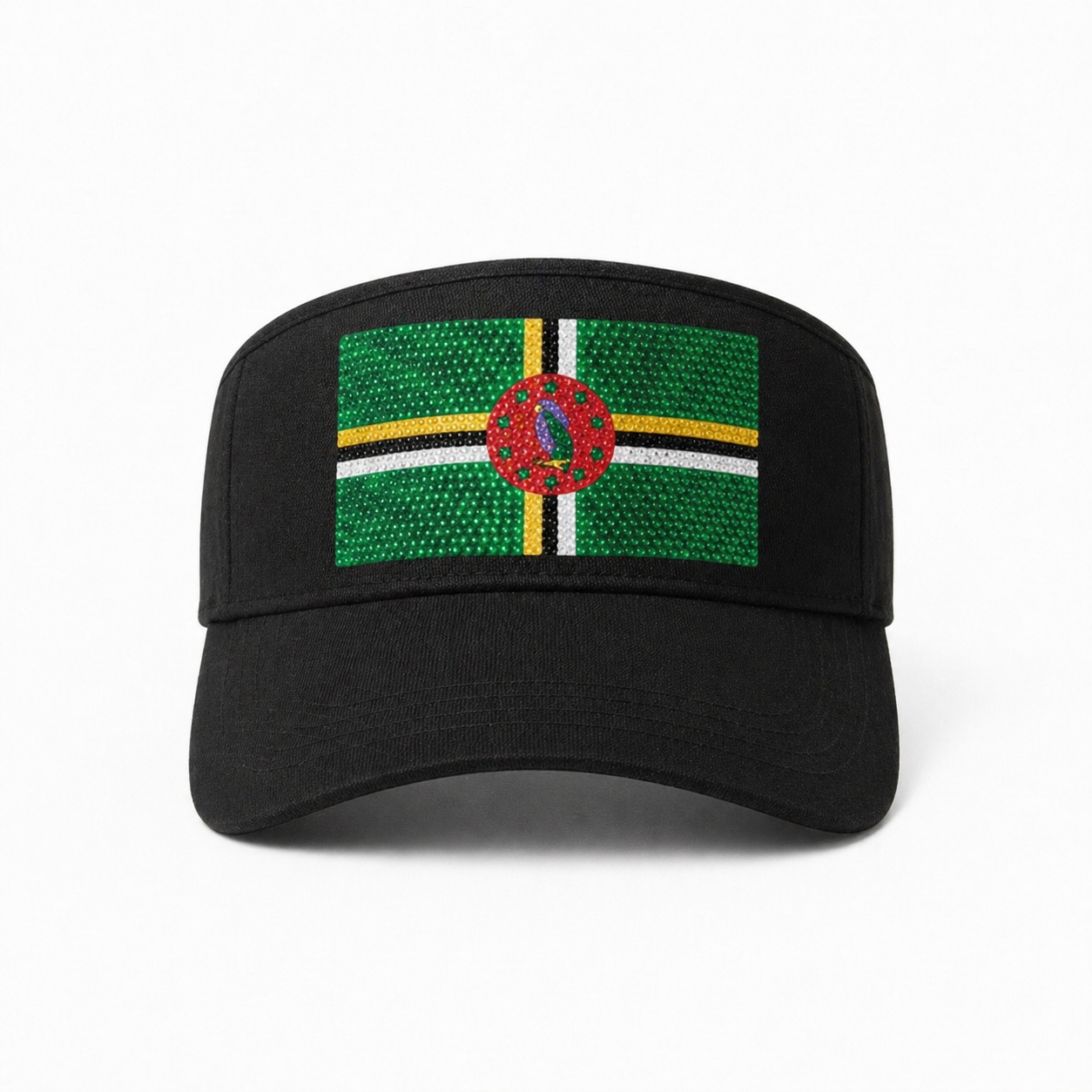 Dominica Flag Crystal Rhinestone Visor