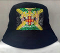 Jamaica Bucket Hat with Rhinestones and Crystals - Handcrafted Caribbean Pride Sun Hat, Festival Hat