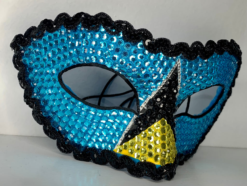 Saint Lucia Rhinestone Half Mask — Handcrafted Caribbean Carnival Masquerade