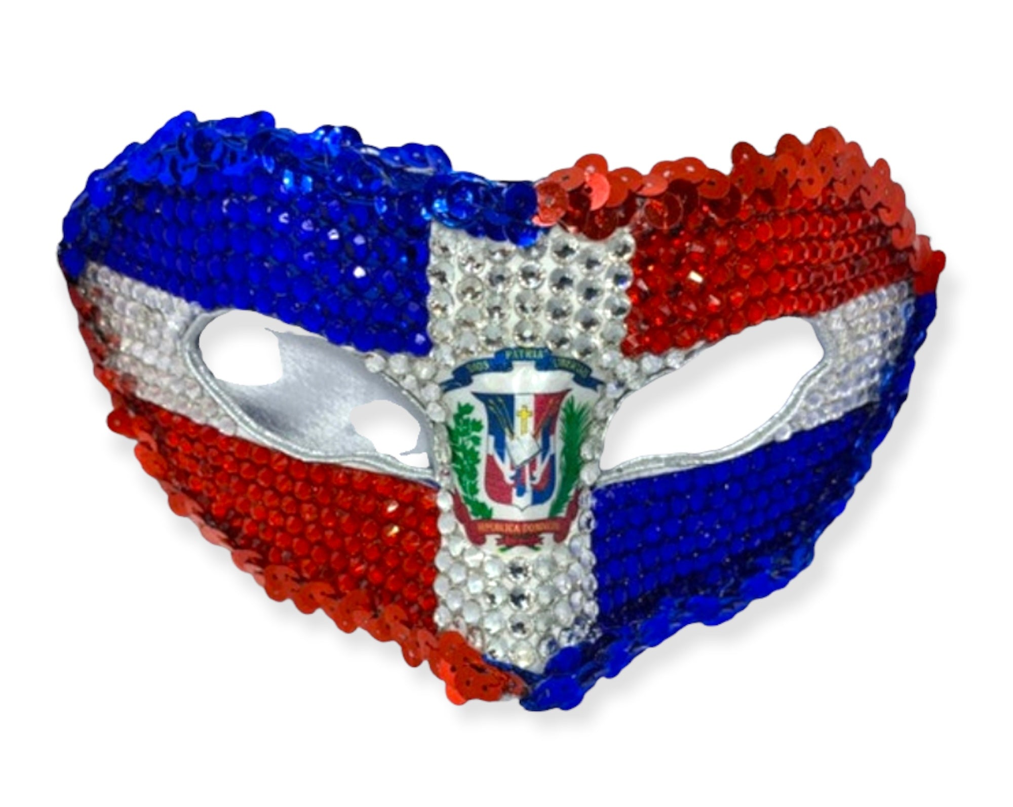 La Bandera — Dominican Republic Crystal Rhinestone Mask