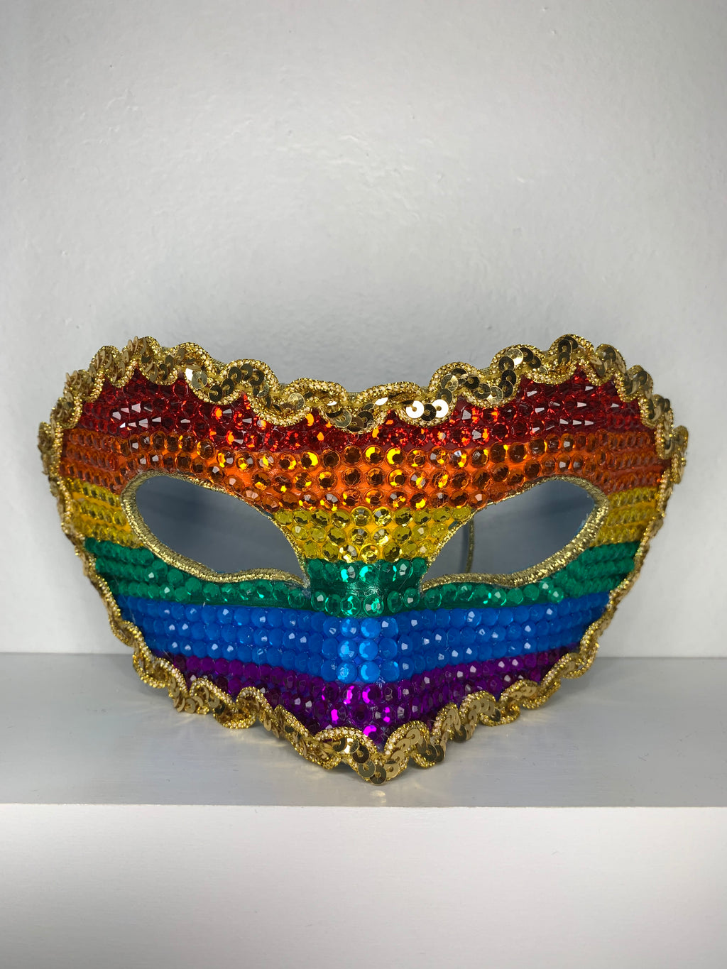 Rainbow Pride Rhinestone Half Mask — Handcrafted LGBT Flag Masquerade