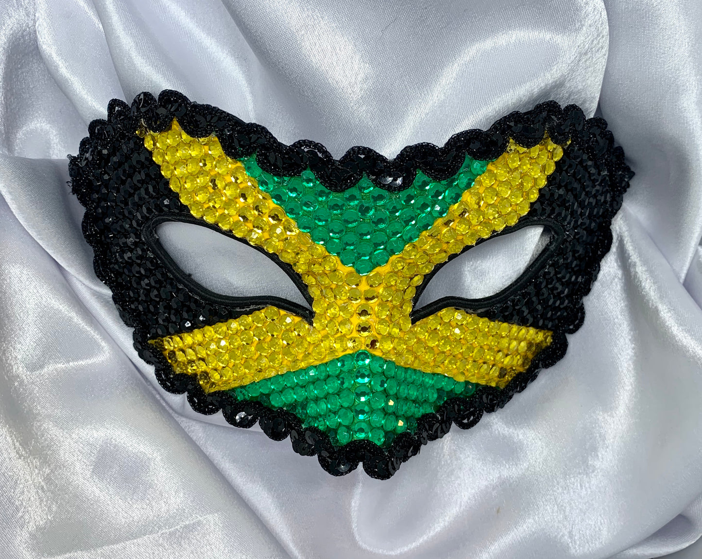 Jamaica Flag Crystal Rhinestone Masquerade Mask