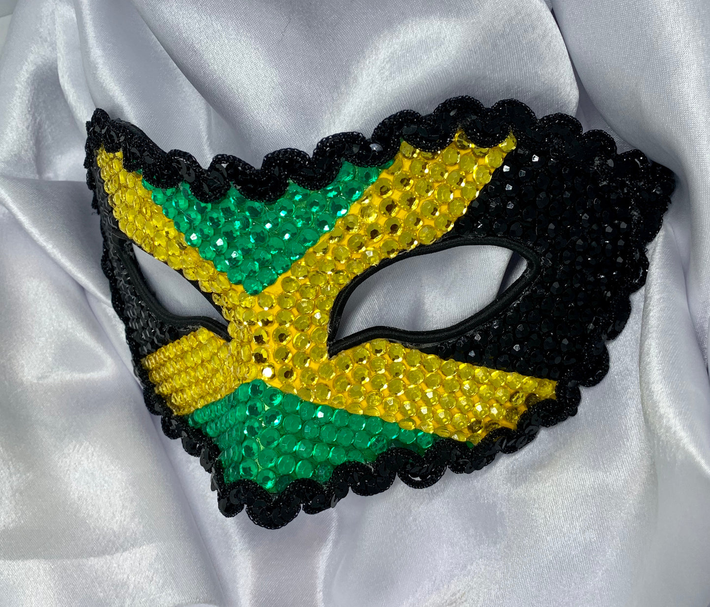 Jamaica Flag Crystal Rhinestone Masquerade Mask