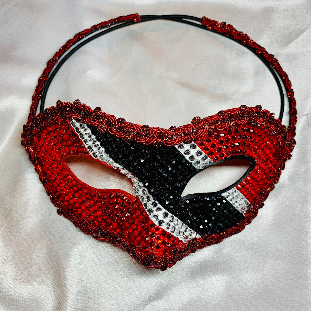 Trinidad & Tobago Rhinestone Half Mask | Custom Handcrafted Carnival Mask
