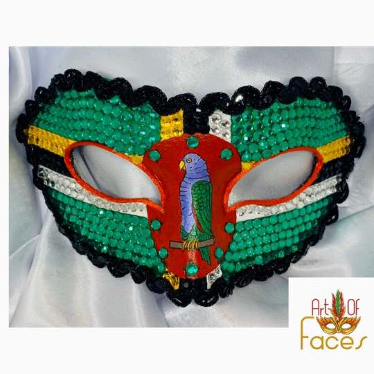 Dominica Flag Crystal Rhinestone Masquerade Mask