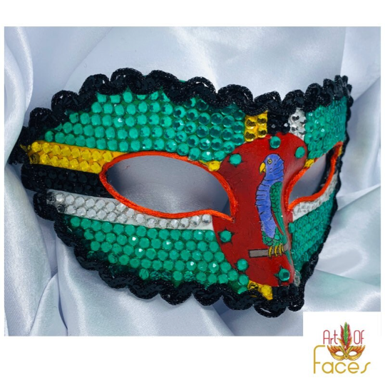 Dominica Flag Crystal Rhinestone Masquerade Mask