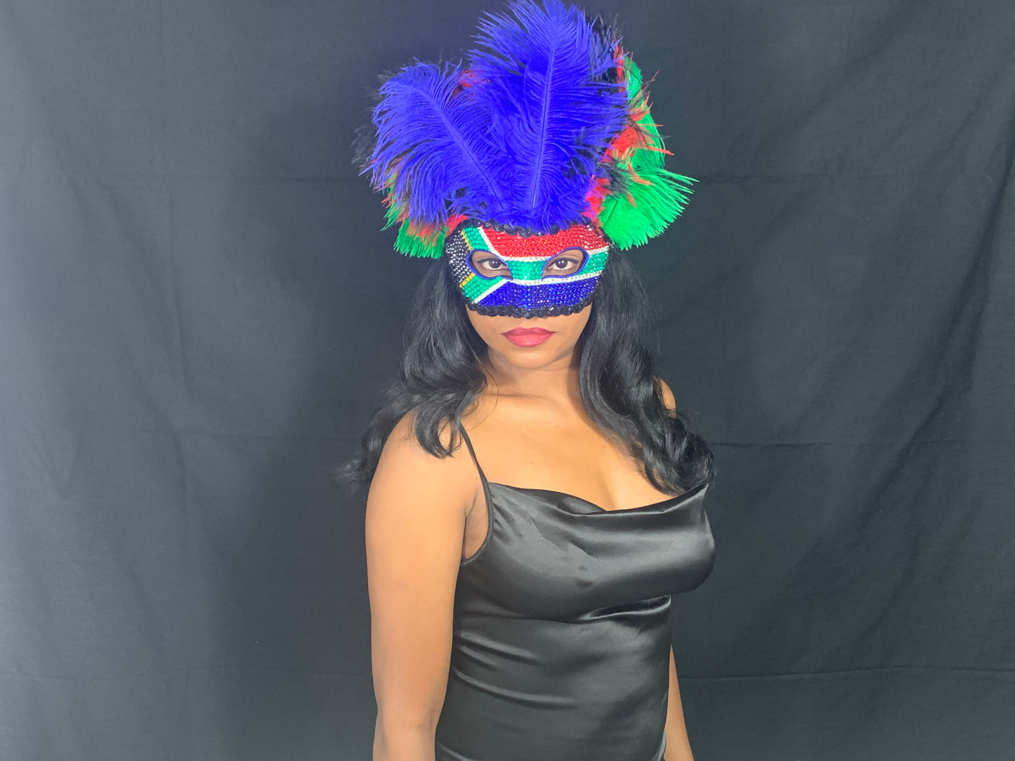 South African Masquerade Mask with Feathers