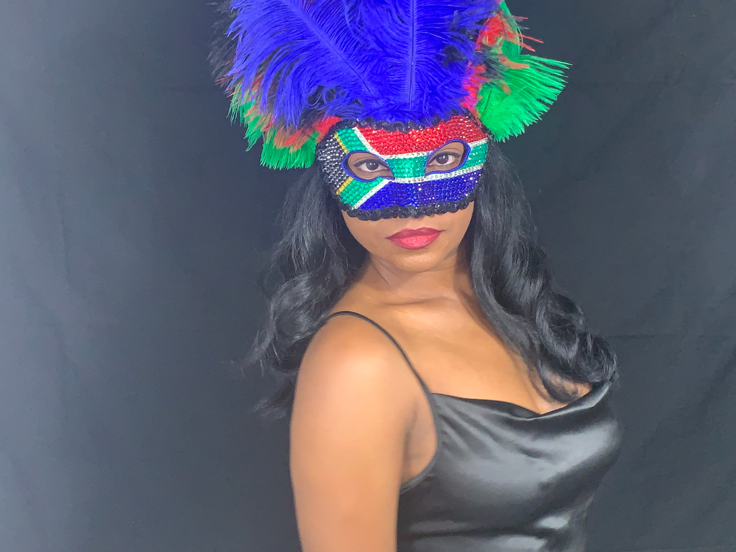 South African Masquerade Mask with Feathers