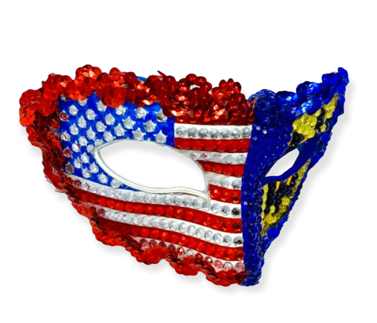 Bajan-American Rhinestone Half Mask - Handcrafted Caribbean Masquerade Mask