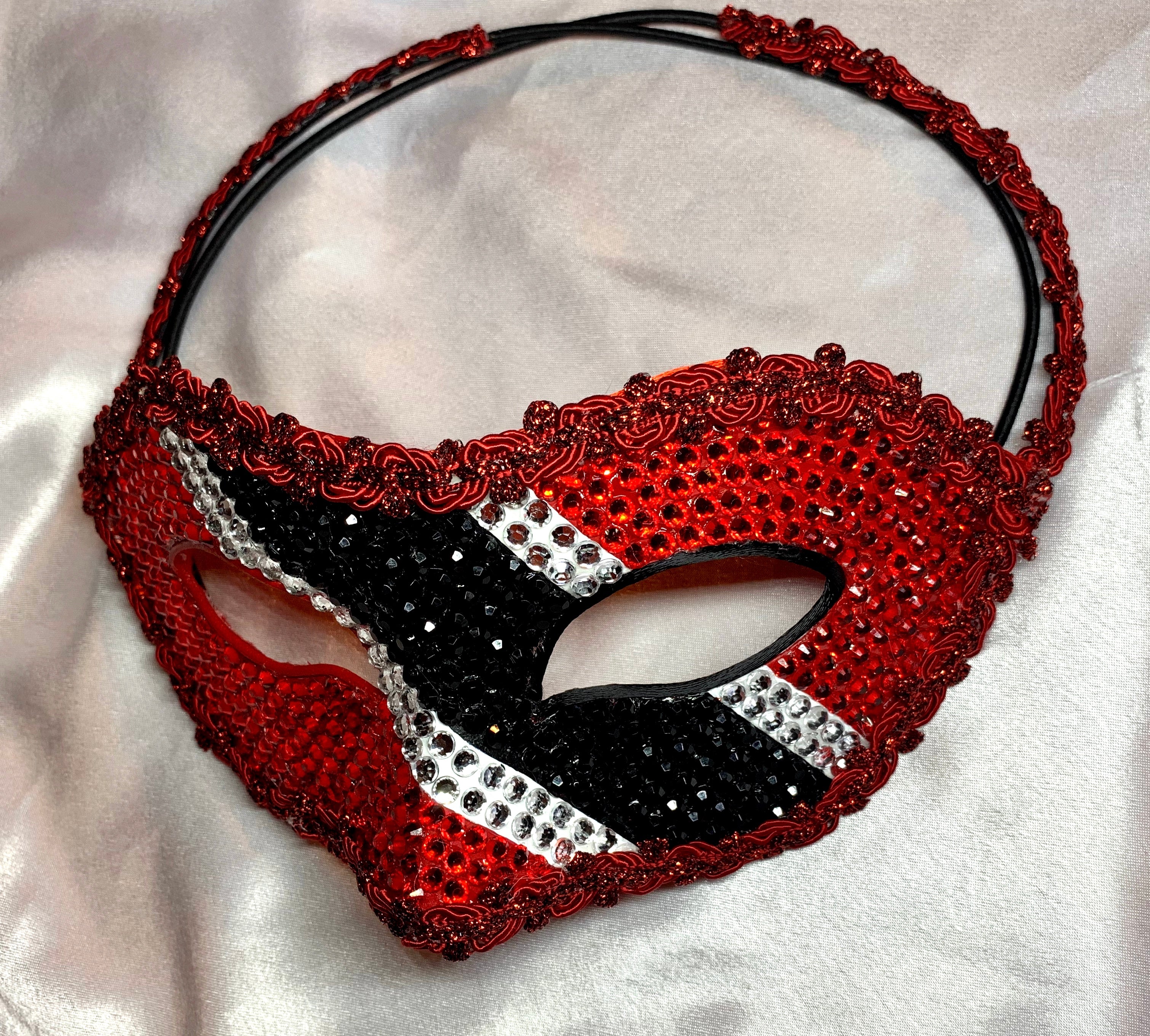 Trinidad & Tobago Rhinestone Half Mask | Custom Handcrafted Carnival Mask