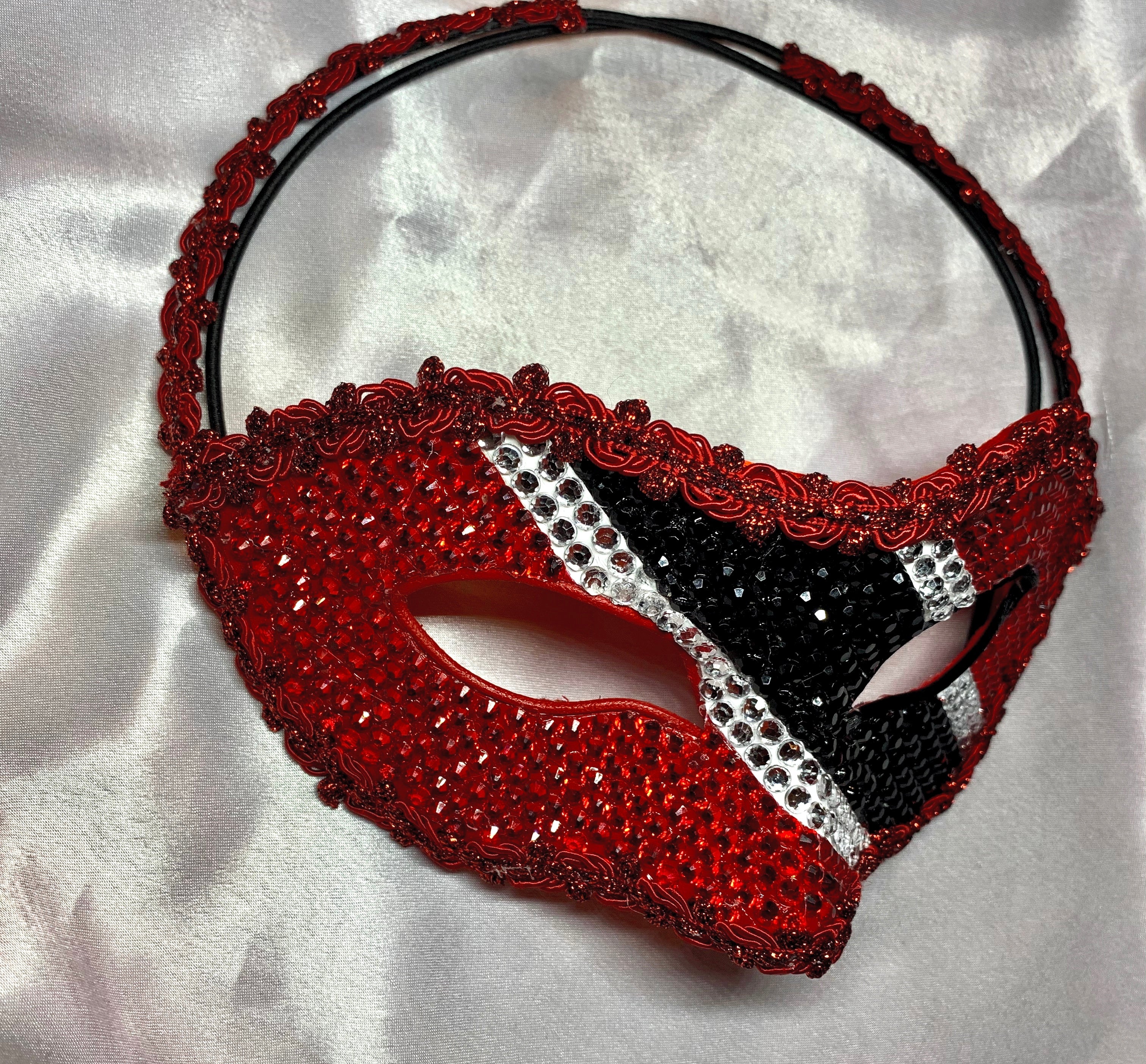 Trinidad & Tobago Rhinestone Half Mask | Custom Handcrafted Carnival Mask