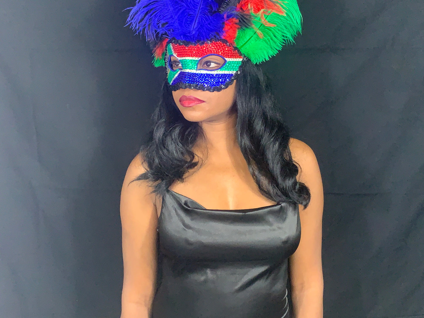 South African Masquerade Mask with Feathers