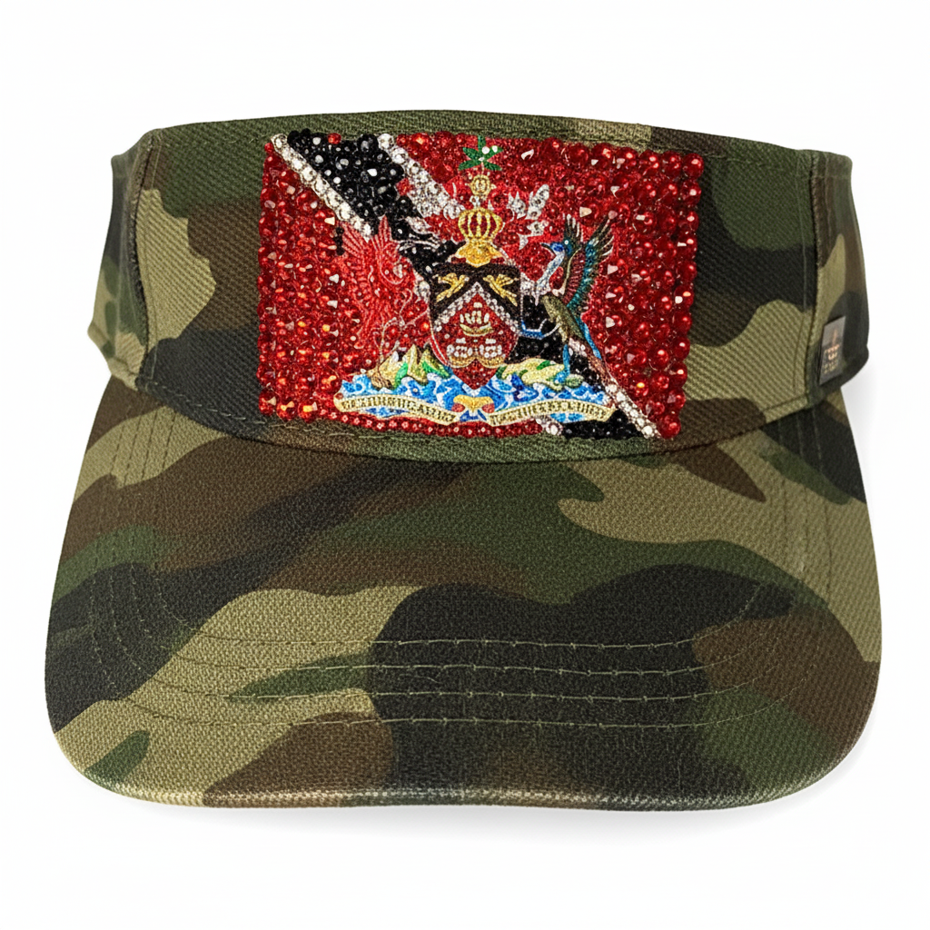 Trinidad & Tobago Rhinestone Flag Visor | Handcrafted Crystal Sun Visor