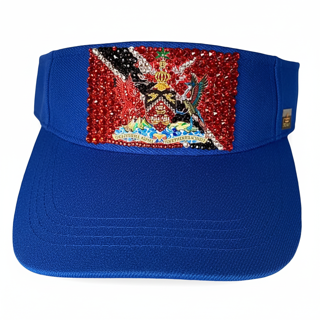 Trinidad & Tobago Rhinestone Flag Visor | Handcrafted Crystal Sun Visor