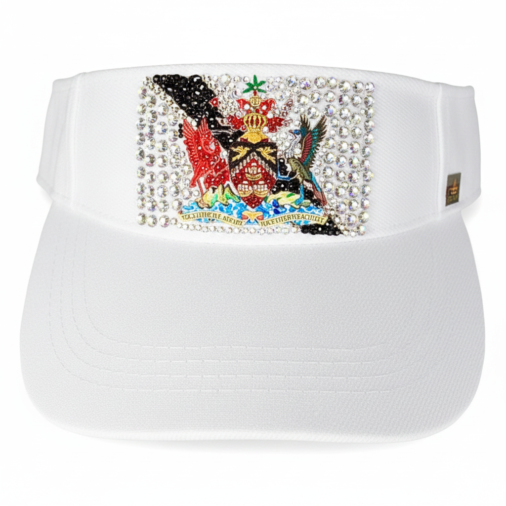 Trinidad & Tobago Rhinestone Flag Visor | Handcrafted Crystal Sun Visor