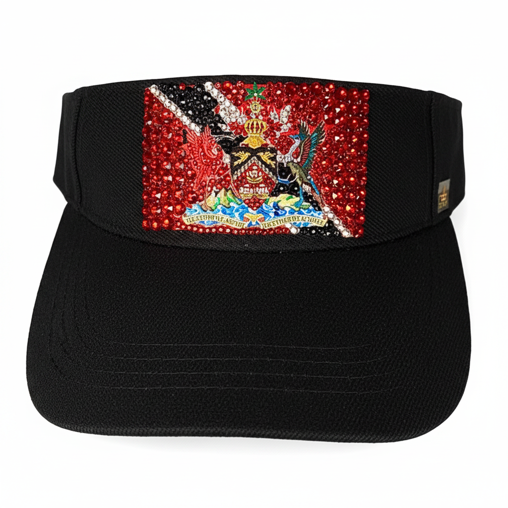 Trinidad & Tobago Rhinestone Flag Visor | Handcrafted Crystal Sun Visor