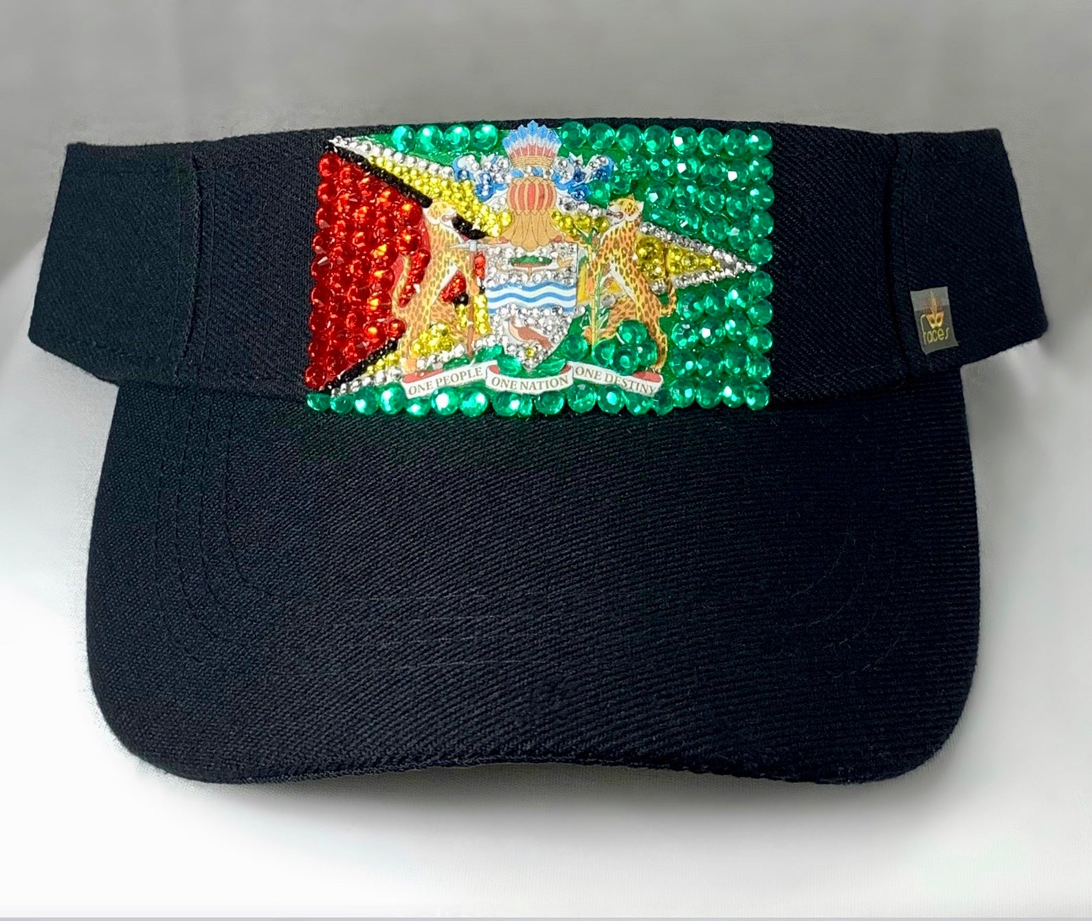 Rhinestone Guyana Flag Visor