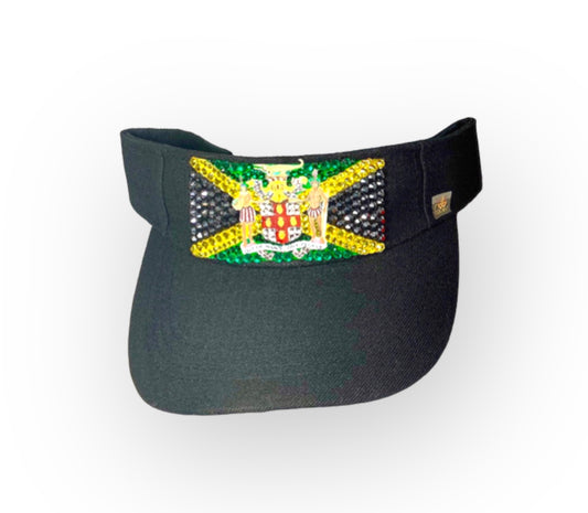 Jamaica Flag Crystal Rhinestone Visor