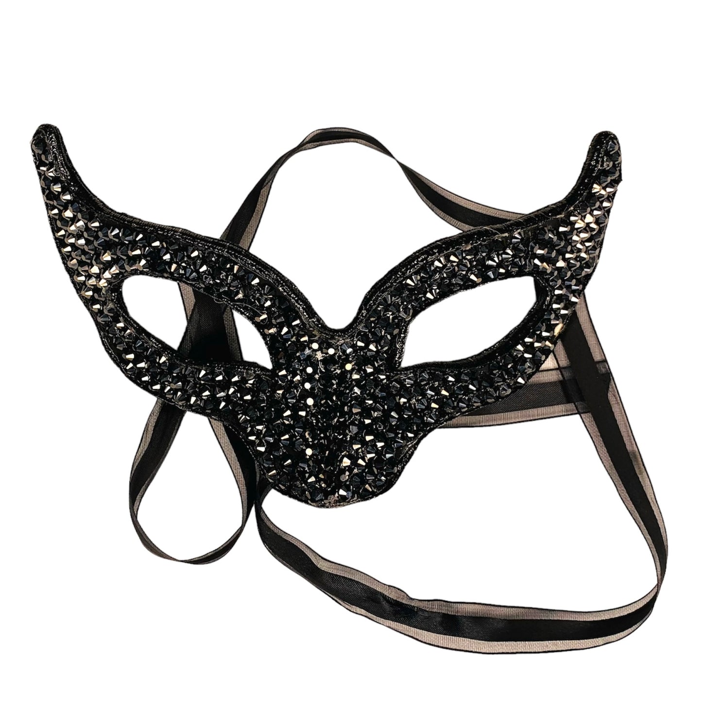 Cat Eye Custom Made Crystal Rhinestones Masquerade Mask Hand stoned and designed