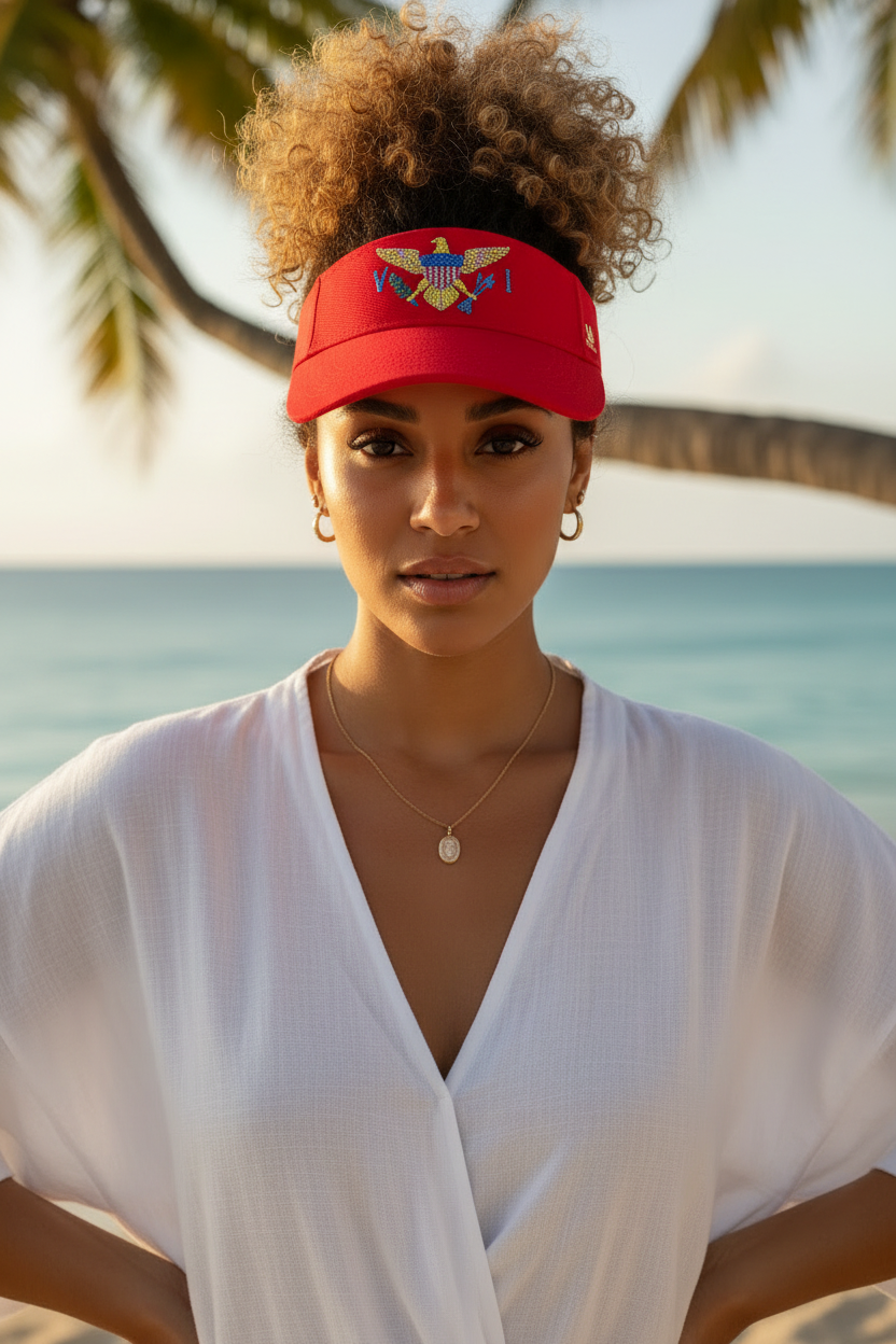 All Red Visor Model Shot