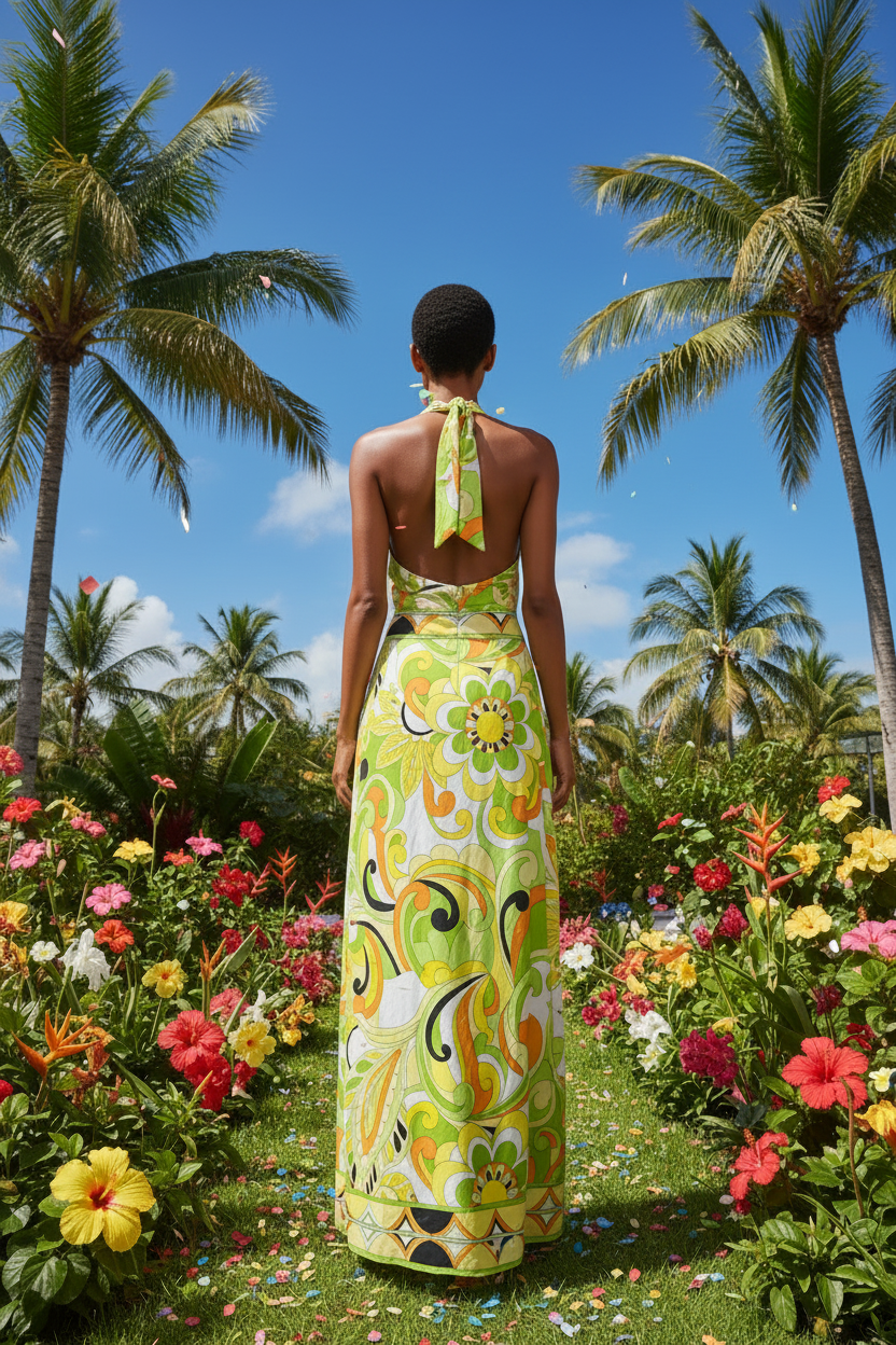 Back Shot - Floral Halter Maxi Dress
