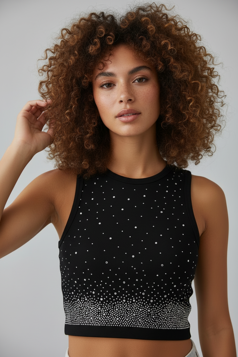Black Tank - Hand in Hair Pose