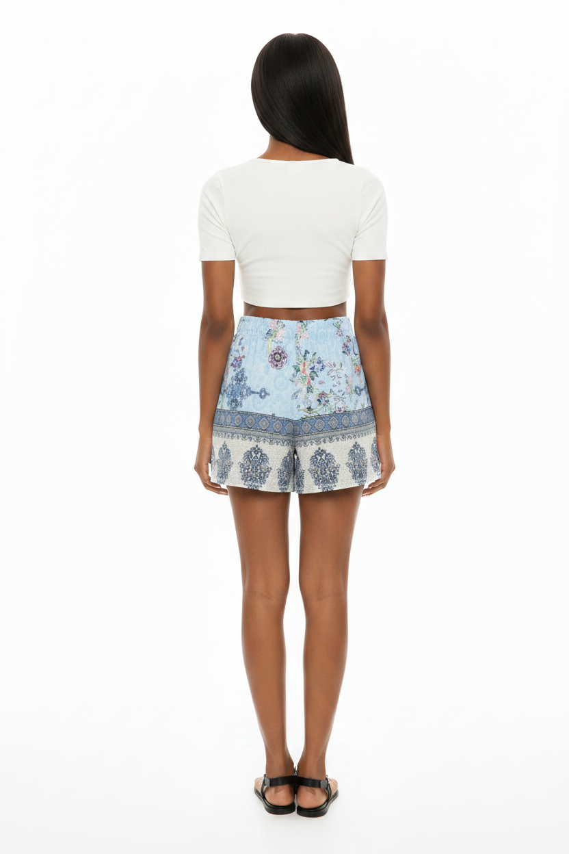 Boho Floral Shorts - Back Pose