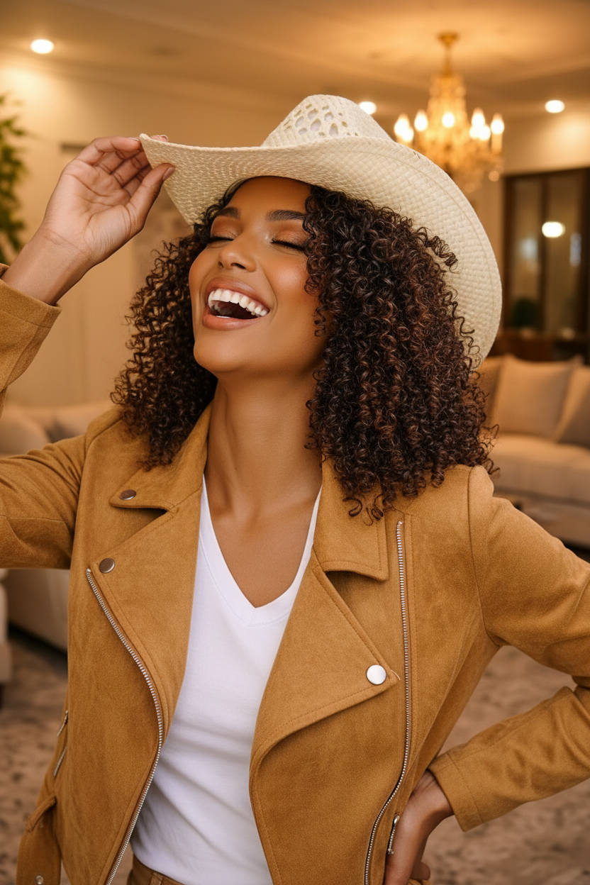Cream Cowboy Hat with Cowry Shells