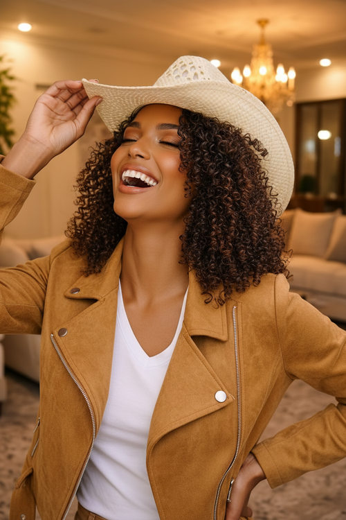 Cream Cowboy Hat with Cowry Shells