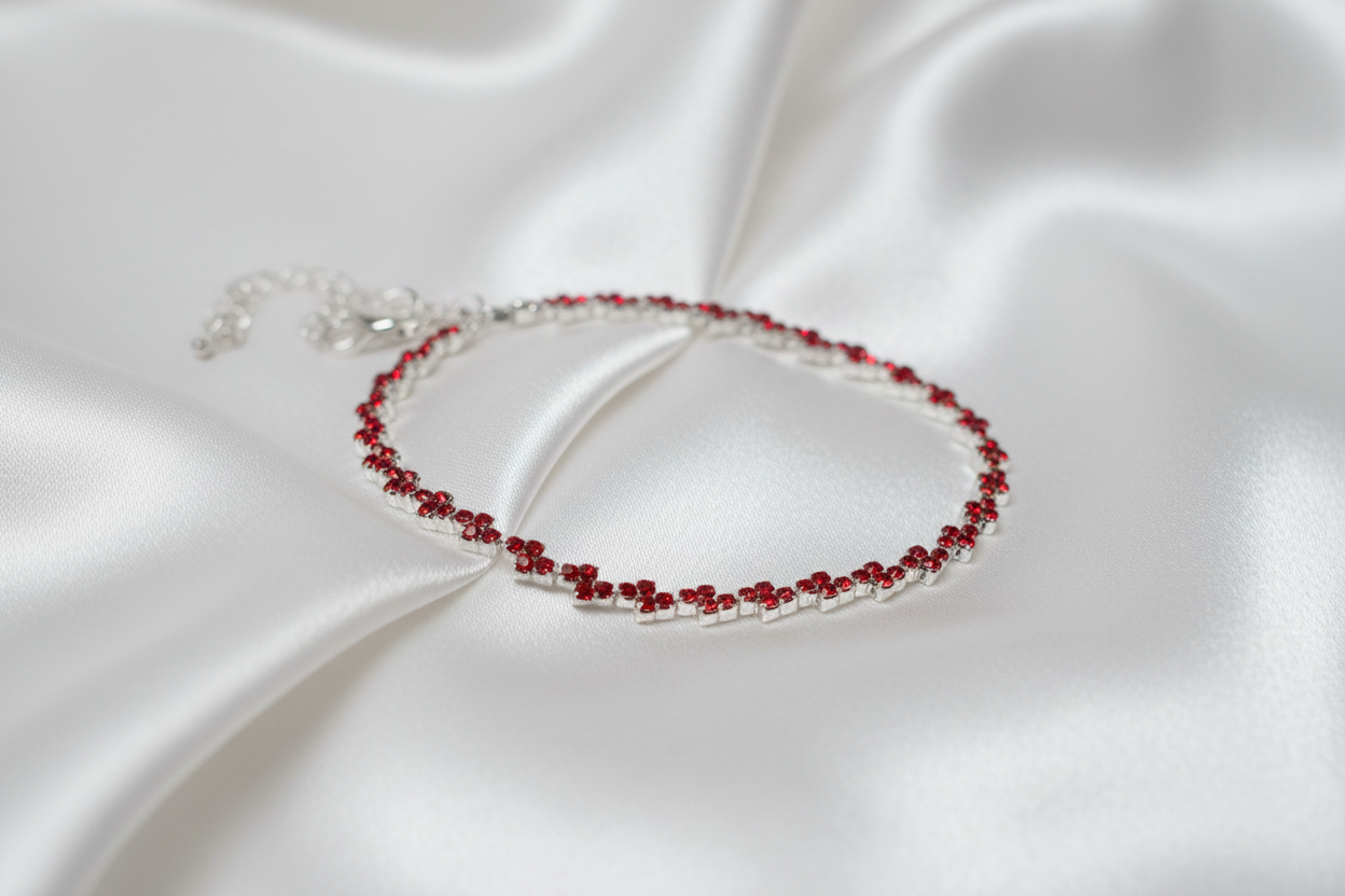 Elegant Red Zig-Zag Tennis Bracelet