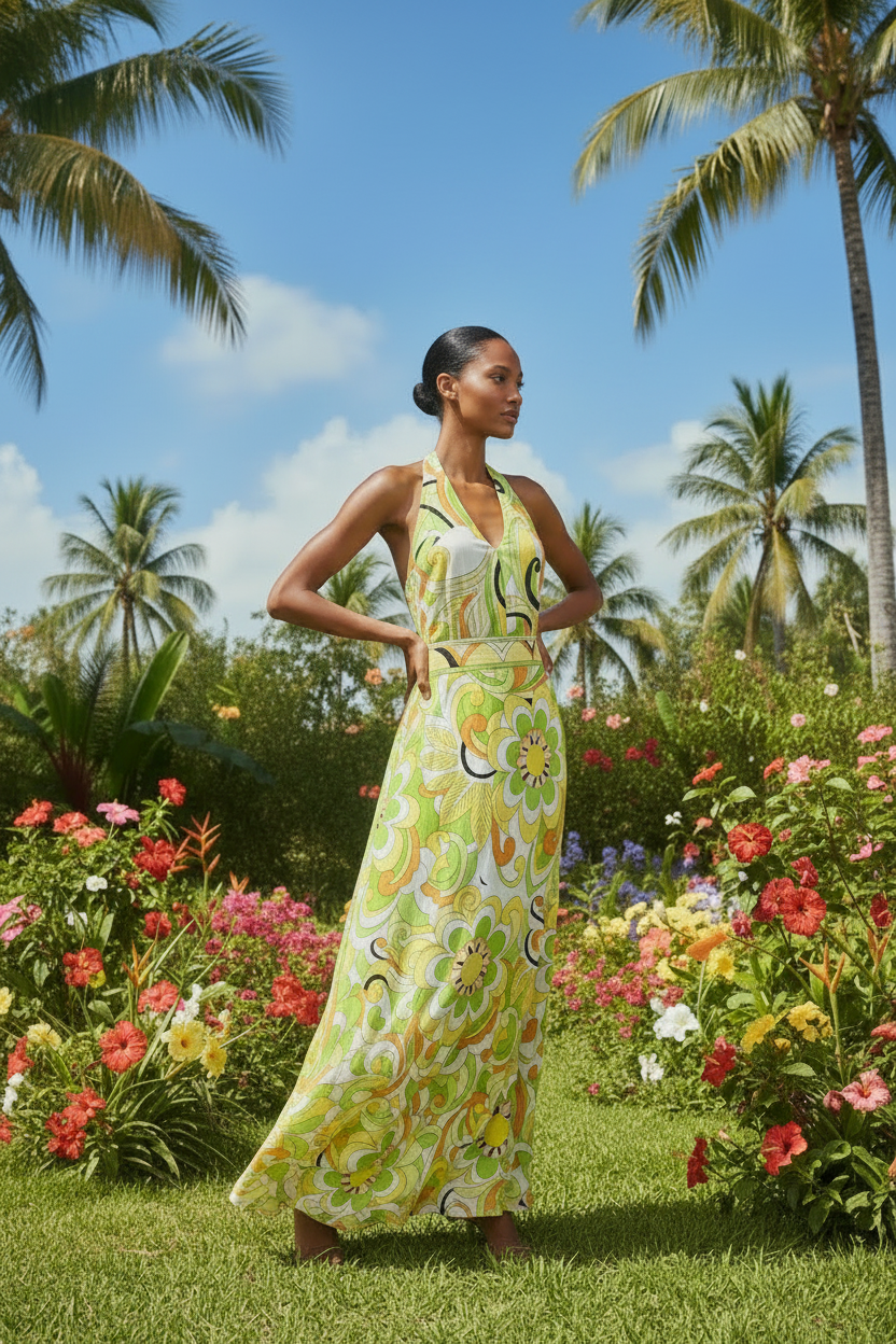 Full Length Still Tropical Floral Dress