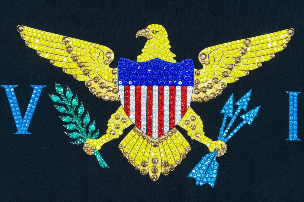 Full VI Rhinestone Design - Complete Eagle with V and I Letters