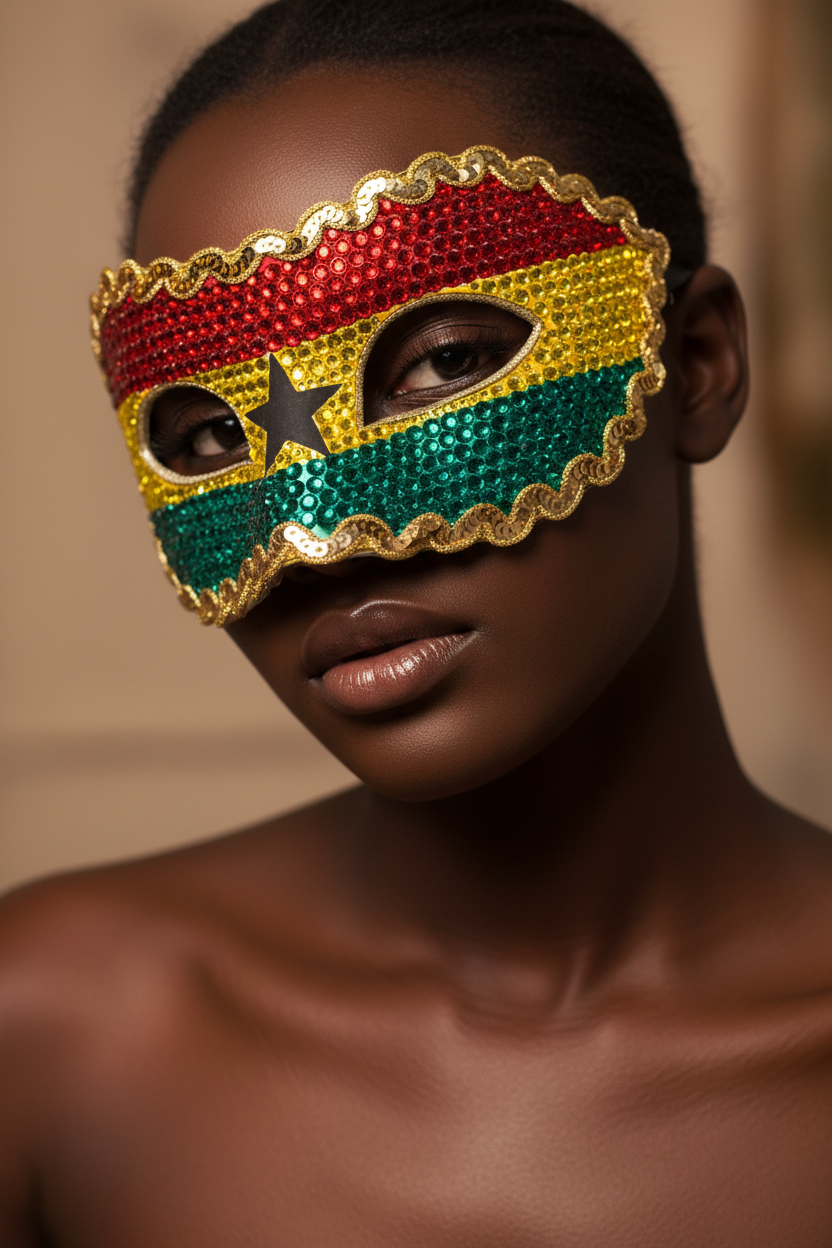 Ghana Flag Mask - Mysterious Glance