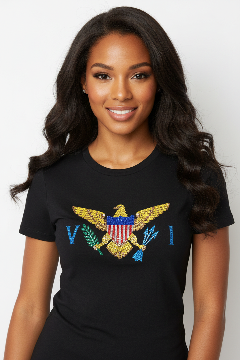 Gorgeous Island Model in Virgin Islands Rhinestone T-Shirt