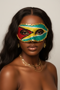 Guyana Flag Mask - Gorgeous Guyanese Model