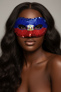 Haiti Flag Mask - Relaxed Chocolate Sister
