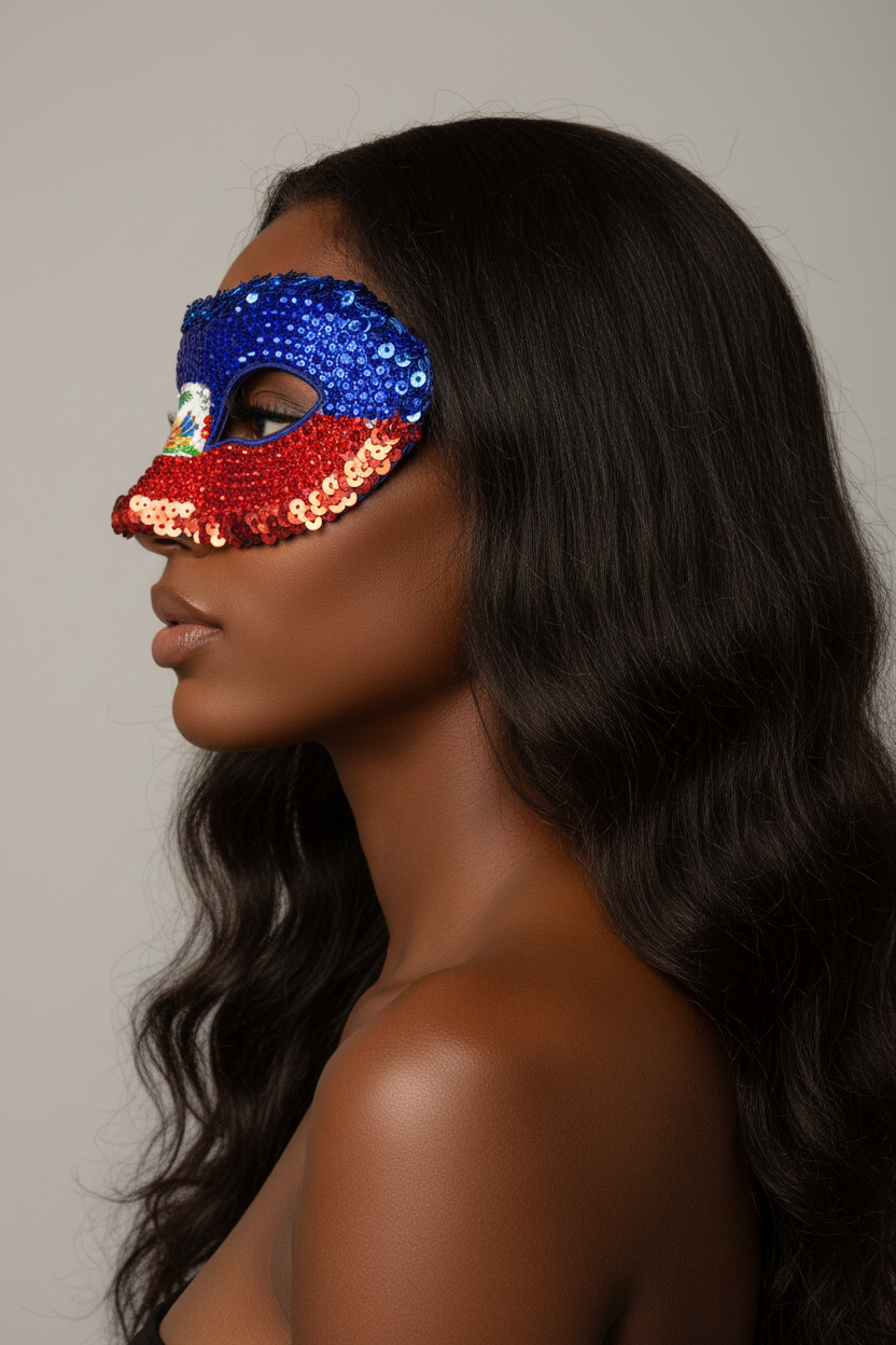Haiti Flag Mask - Side Profile