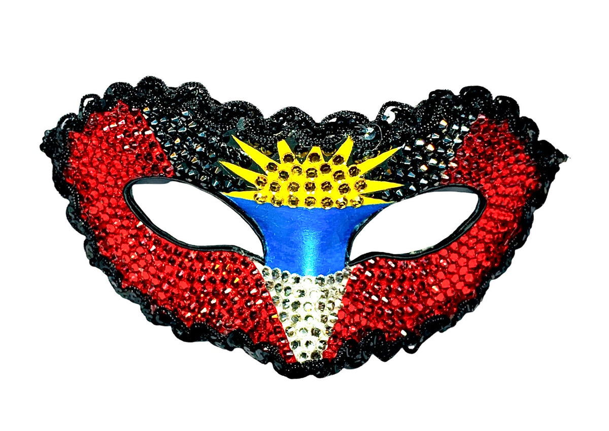 Rhinestone Half Mask - Antigua & Barbuda