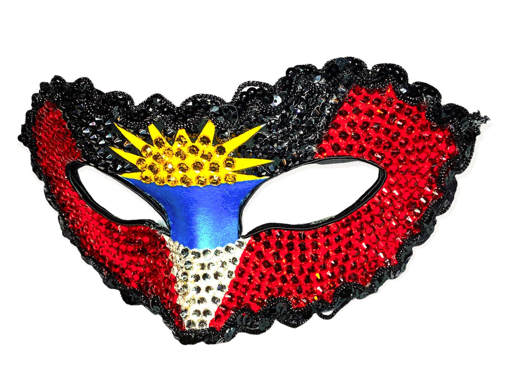 Rhinestone Half Mask - Antigua & Barbuda