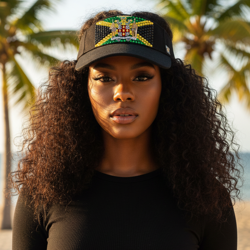 Jamaican Flag Visor on Black Island Model