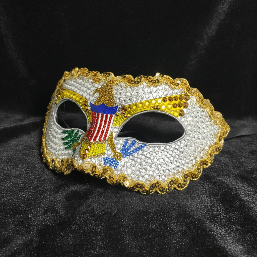 Left Angle - Rhinestone Flag Mask