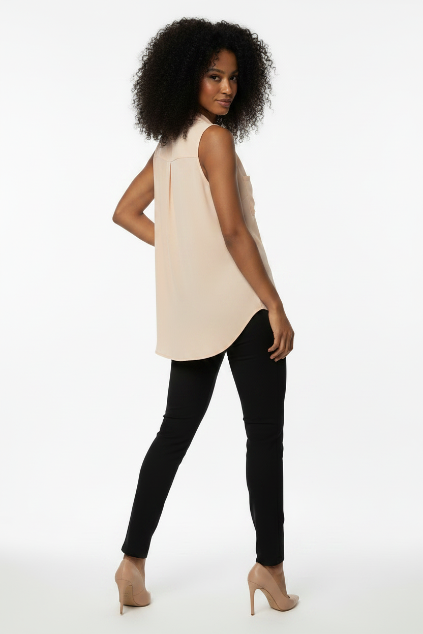 Model Back Pose Peach Blouse