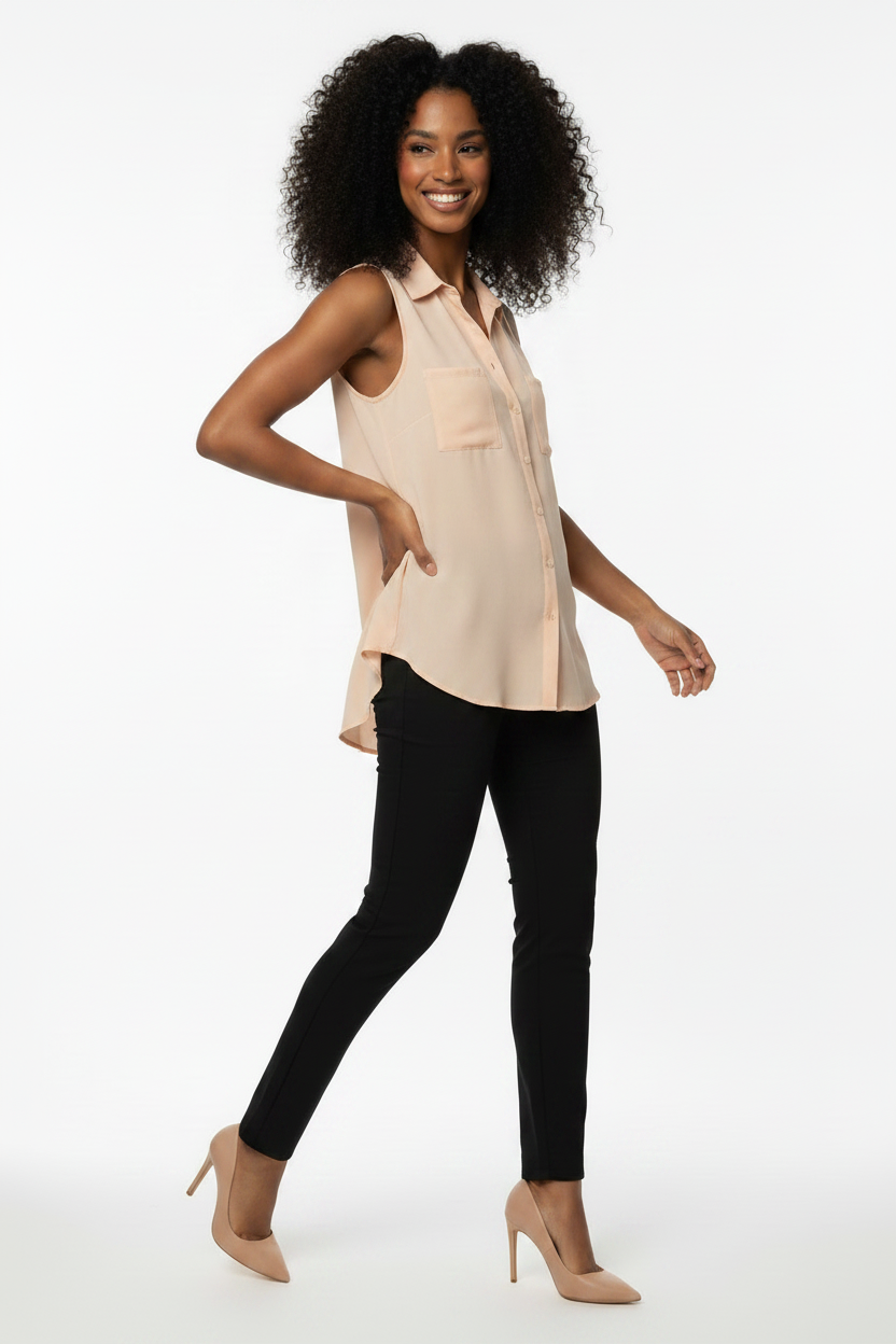 Model Different Pose Blouse Untucked